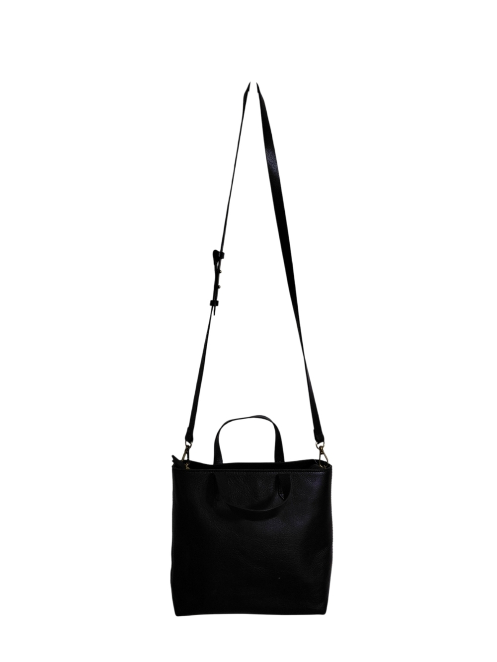 Madewell Black Leather Crossbody Tote with Adjustable Strap